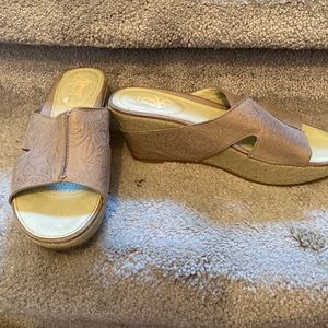 Leather wedge sandals - Sz 8